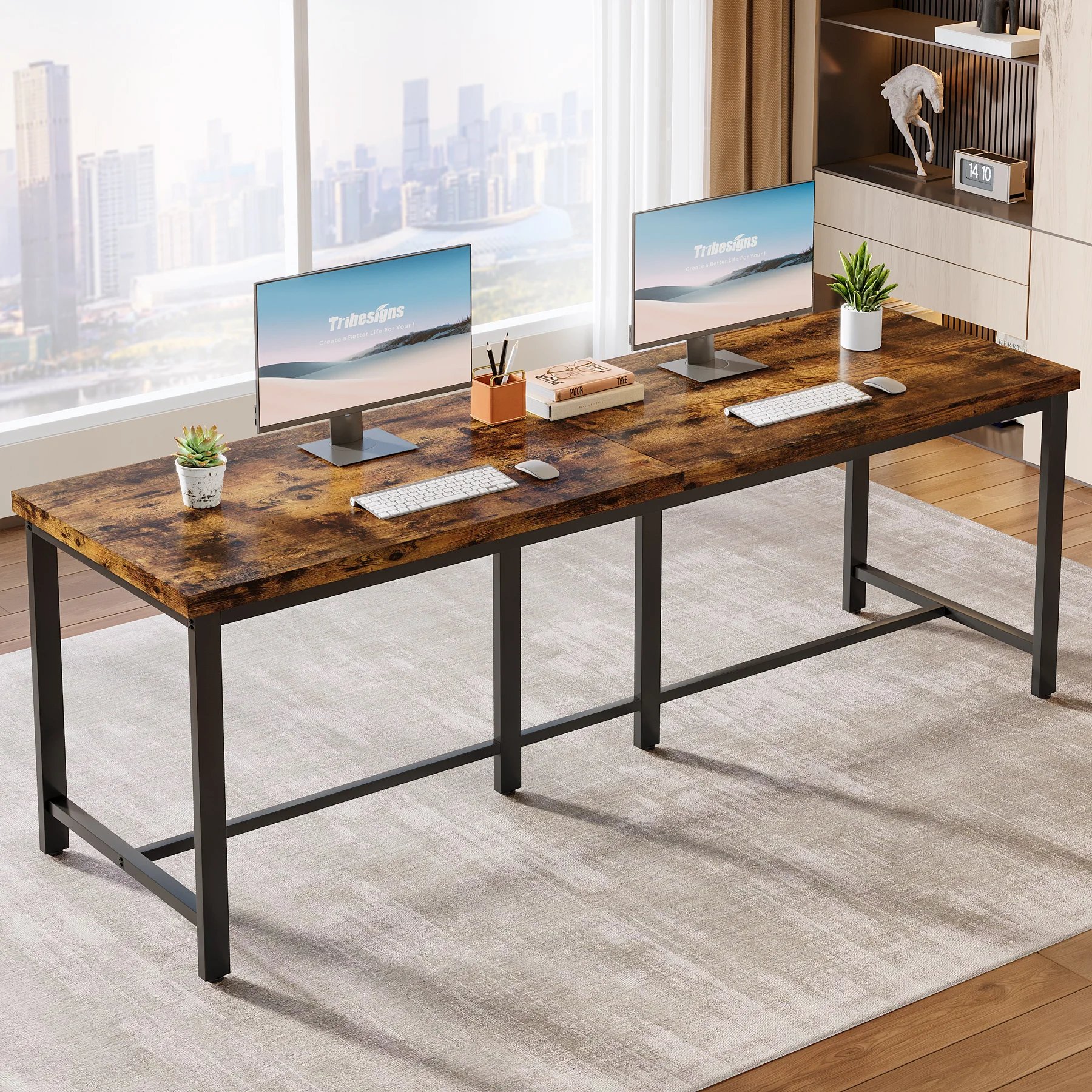 Tribe signs 78,7 Zoll Doppel-Computer tisch, extra lange 2-Personen-Schreibtischarbeitsplatz, großer Schreibtisch Schreibtisch Schreibtisch Schreibtisch