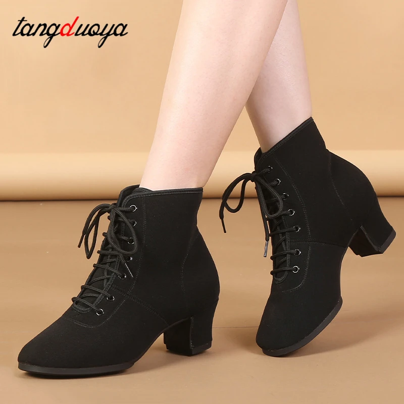 Neue Frauen Ballsaal Latin Dance Schuhe Jazz Modern Dance Schuhe High Top Tanzen Stiefel Schwarz Sport Jazz Tanzen Turnschuhe