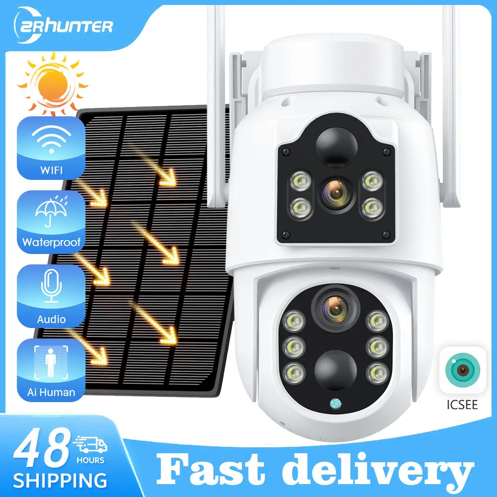 4K 8MP Solarkamera Eingebauter Akku PTZ WIFI IP-Kamera Outdoor 4MP PIR Menschenerkennung Sicherheit Schutz Überwachung ICSee Image
