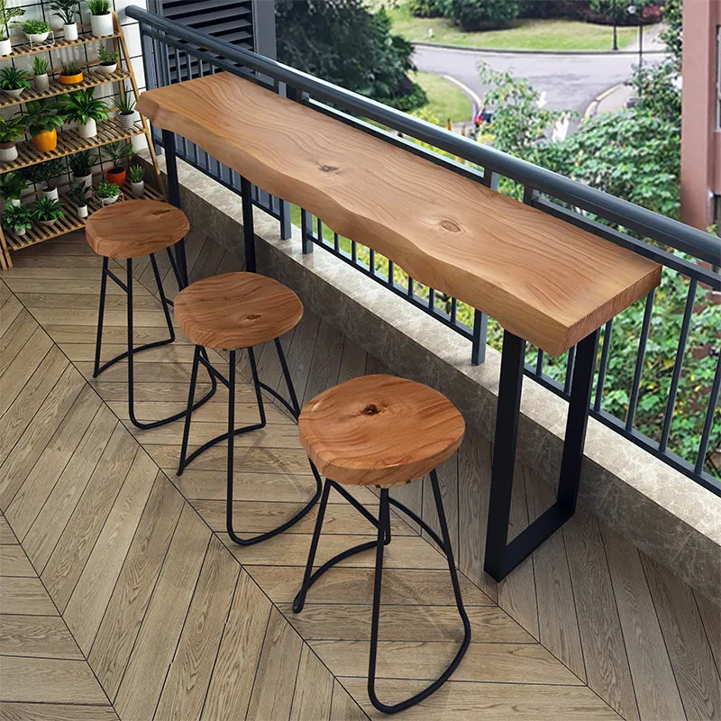 Stilvoller skandinavischer Bartisch & Robuster kommerzieller schmaler Schreibtisch: Massivholz-Konsolentisch, langer Bartisch, Bar-Möbel JT40