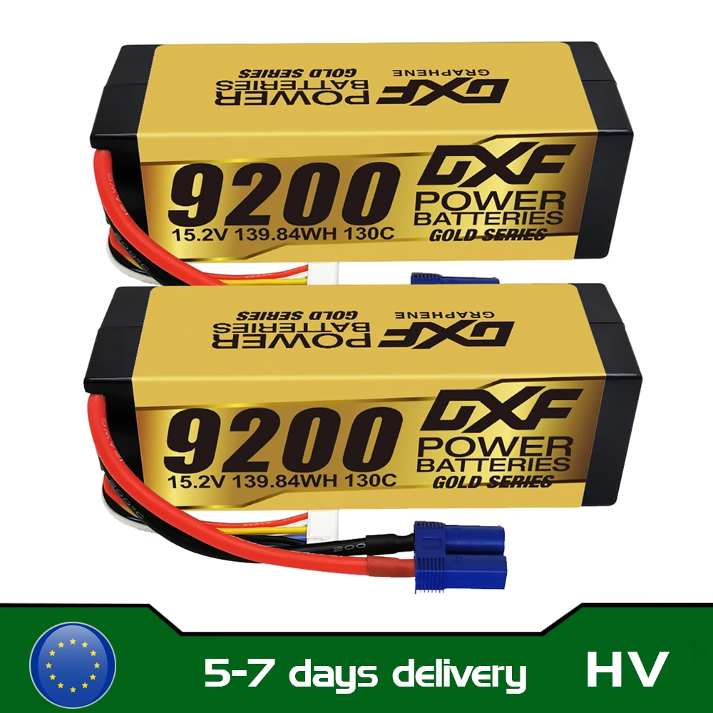 DXF Graphene Lipo 4S 9200mAh 130C 15,2V Batterie Gold Version Racing Series HardCase für RC Car Truck Evader BX Truggy 1/8 Buggy
