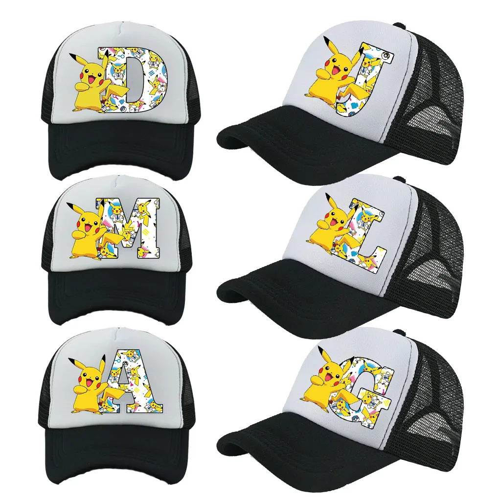 Neue Pokemon Letters Baseballkappen, Cartoon-Freizeitmütze, Sport-Sonnenmütze, atmungsaktive Mütze, verstellbare Schirmmütze, Geburtstagsgeschenke Image