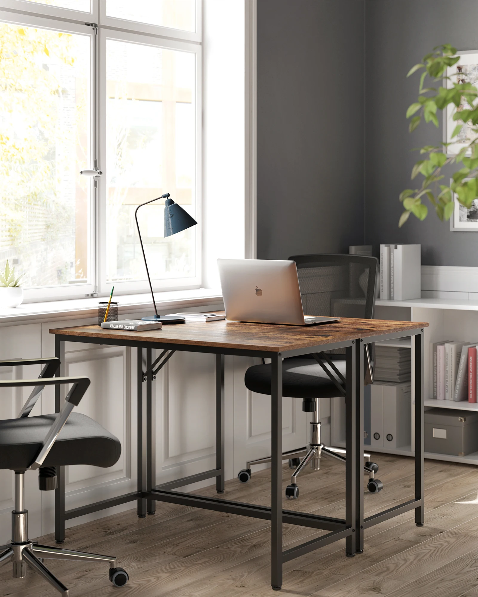 VASAGLE Schreibtisch, Kleiner Computertisch, Bürotisch, für Arbeitszimmer, Schlafzimmer, 50 x 100 x 76 cm, Industrie-Design