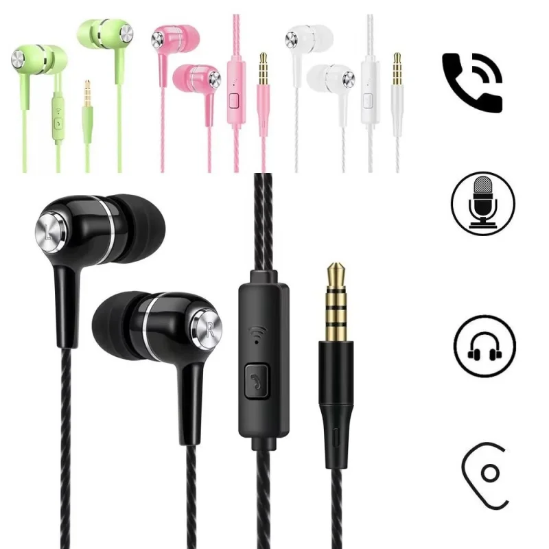 1/2/3/4 Stück Universal 3,5 mm kabelgebundene Kopfhörer Sport-Ohrhörer mit Bass-Telefon-Kopfhörer Stereo-Headset mit Mikrofon-Lautstärkeregler Image