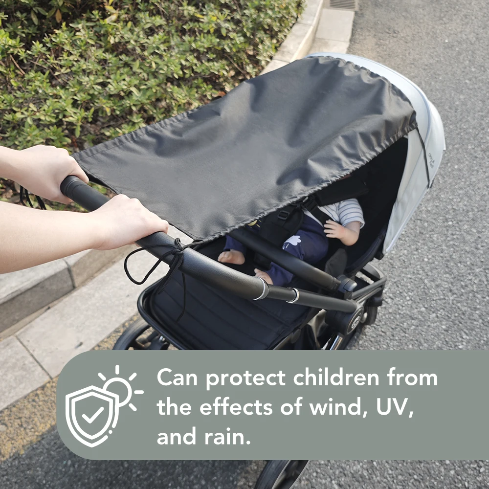 Baby-Kinderwagen-Sonnenschutz, universell passender Baby-Kinderwagen-Sonnenschutz mit Sichtfenster, wasserabweisender Sonnenschutz Image