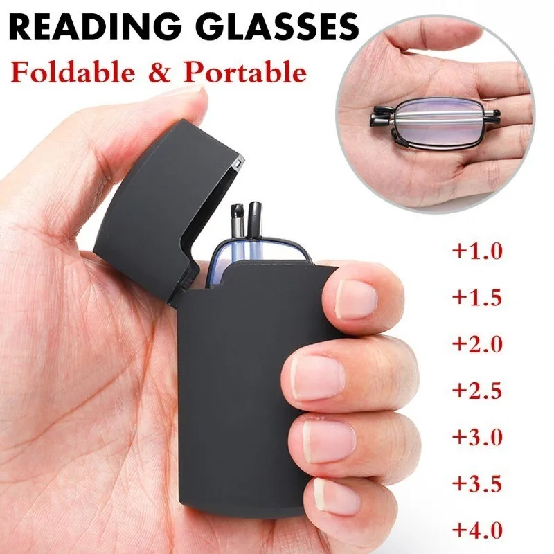 Geschenketui, faltbare Lesebrille +1,00 bis +4,00 Stärke, für Männer und Frauen, Anti-Blaulicht-Weitsichtigkeitsbrille Image