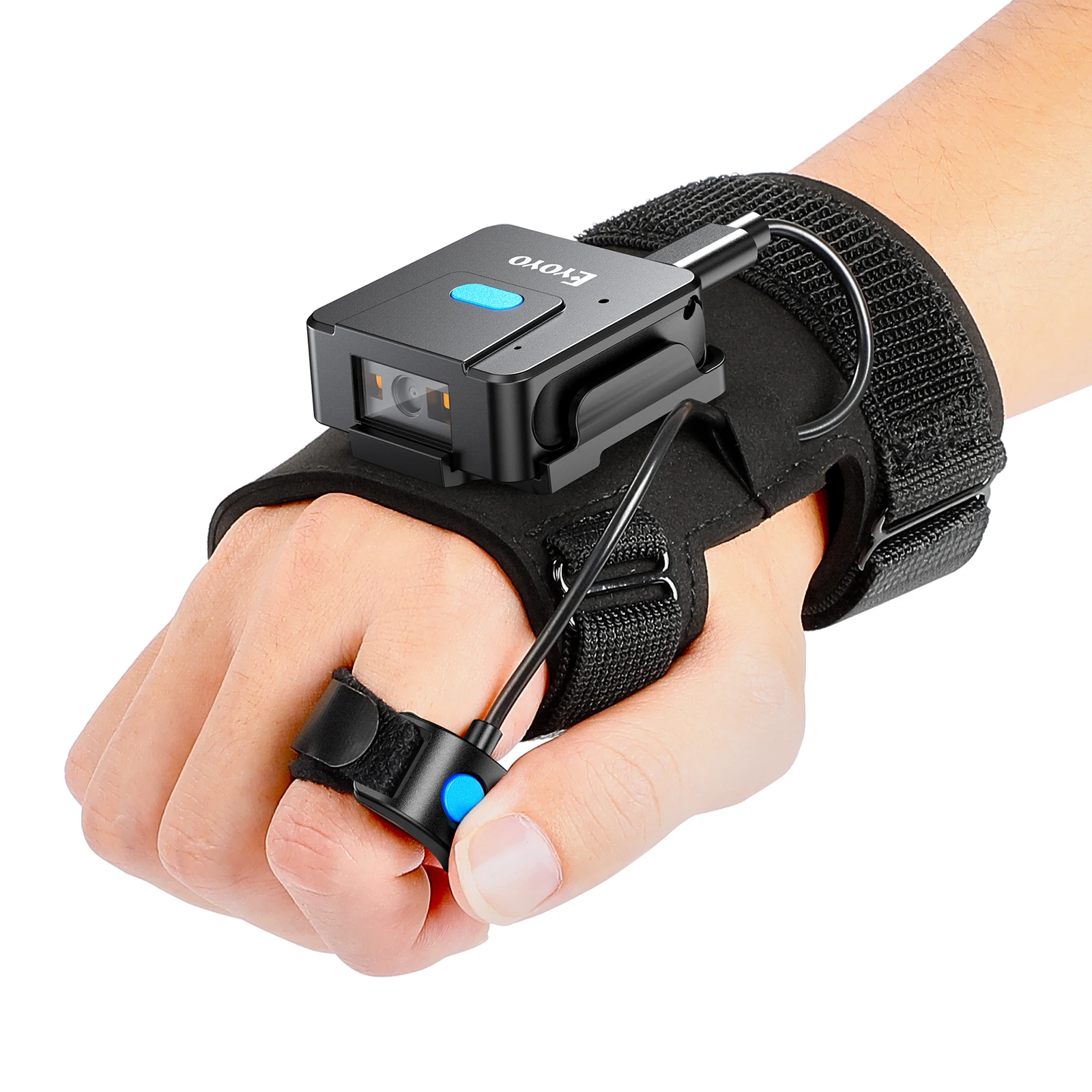 Eyoyo 2d Bluetooth-Barcode-Scanner links und rechts Handschuh tragbarer Scanner patable 1d qr Finger Barcode-Leser drahtloses Gerät Image