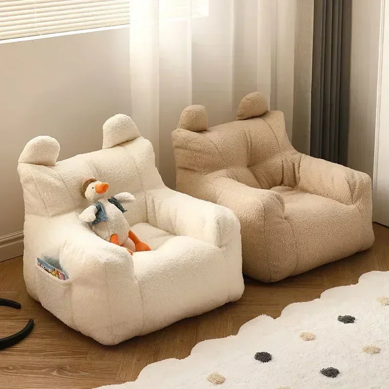 Niedlicher kleiner Sofastuhl, Kindersofa, Baby-Lesesofa, faules Sofa, Baumwolle, abnehmbar und waschbar und Leinen, Lammwollstoff Image