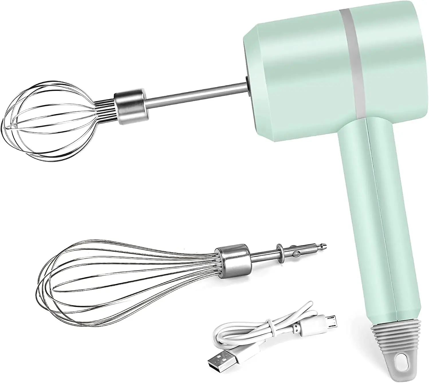 Schnur loser elektrischer Hand mixer, wiederauf ladbarer USB-Hand-Schneebesen mit 2 abnehmbaren Rühreifen 3-Gang-Modi, Backen zu Hause für Image