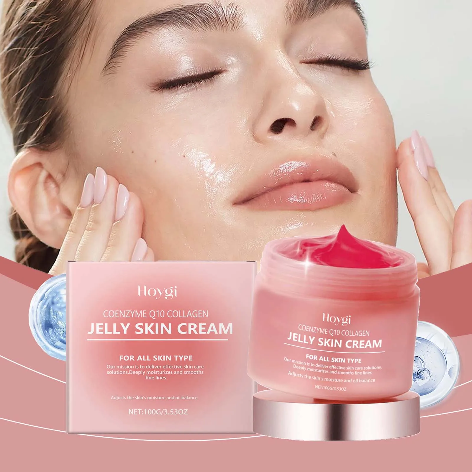 Kollagen-Gelee-Creme, tief feuchtigkeitsspendend, glatte Hautstraffung, verblasst feine Linien, beruhigende, aufhellende, feuchtigkeitsspendende Gesichtsgel-Creme Image