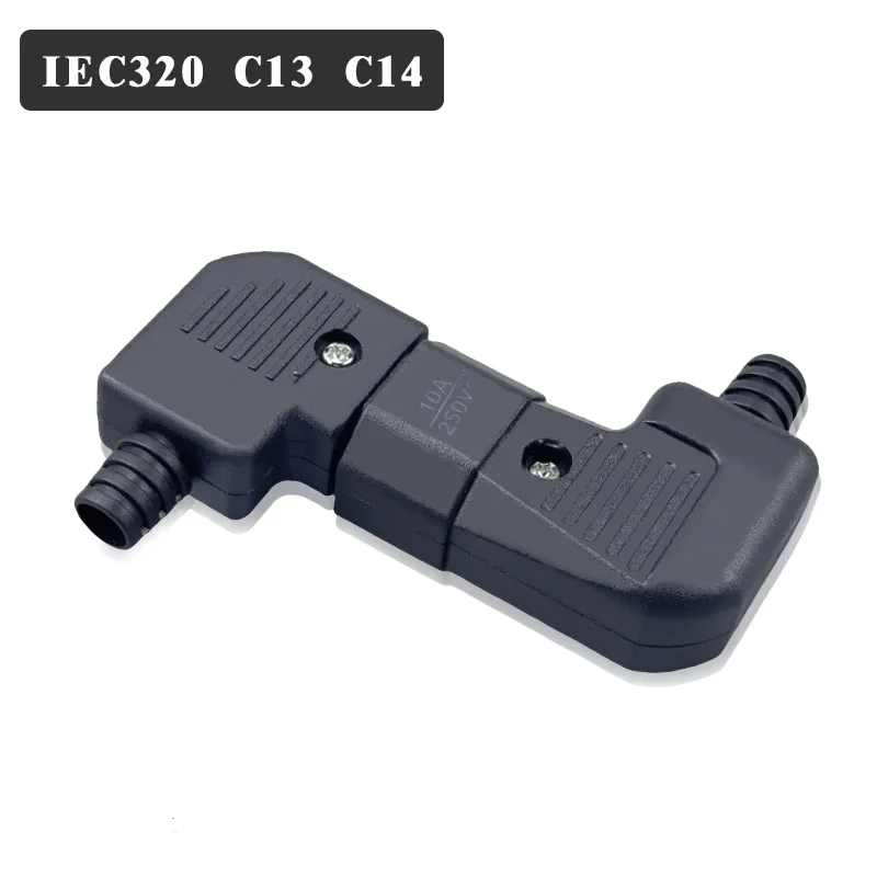 Schwarzer Winkel IEC320 C13 C14 Netzkabel Verkabelung Netzstecker Montieren Sie IEC-Stecker Steckdose PDU UPS Elektrischer AC-Buchsenstecker 10 A 250 V Image