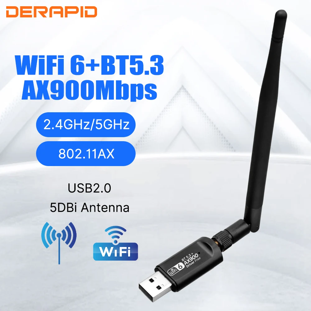 AX900 USB-WLAN-Adapter Dual Band Bluetooth 5.3 2-in-1 Wi-Fi 6 Dongle Wireless Receiver für PC/Laptop-Treiber kostenlos für Win10/11 Image