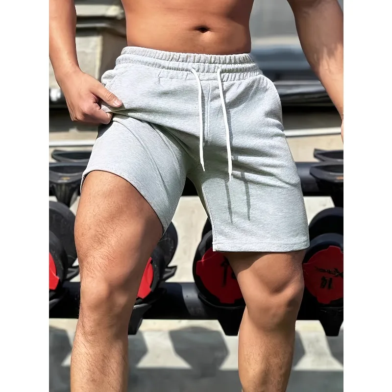 Bequeme Baumwollshorts für Herren, lässig, mikroelastisch, elastisch, Gürtel, Kordelzug, Shorts, Fitness, Training, bequem und modisch Image