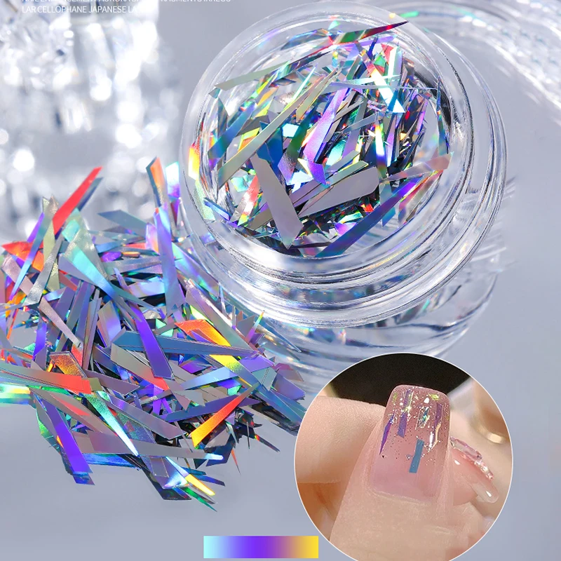 32 Farben unregelmäßige Aurora Zellophan Nail Art Aufkleber Laserfolie Papier Abziehbilder Eiswürfel Glas gebrochenes Papier Maniküre Dekorationen Image