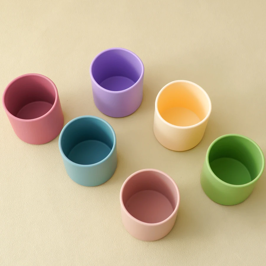 Farbe Kinder 1PCS Baby Lernen Trinkbecher Silikon Feeidng Flüssigkeit Tasse Feed Gurgeln Becher Kinder Ausbildung Wasser Tassen Baby zubehör Image
