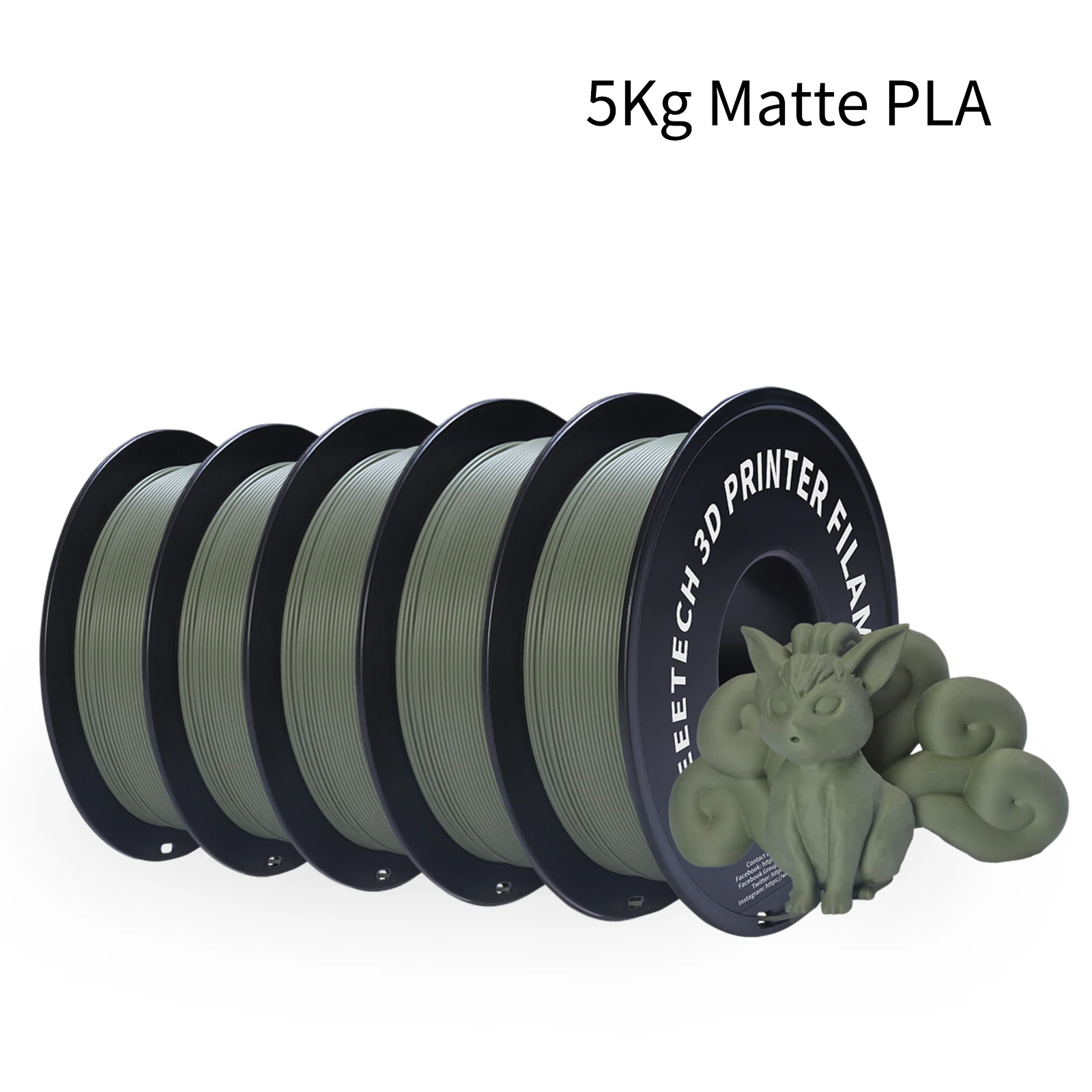 Geeetech 5 kg Mattfilament PLA 1,75 mm, 3D-Drucker Material Polymilchsäure, mattierte Textur, Vakuumverpackung Image