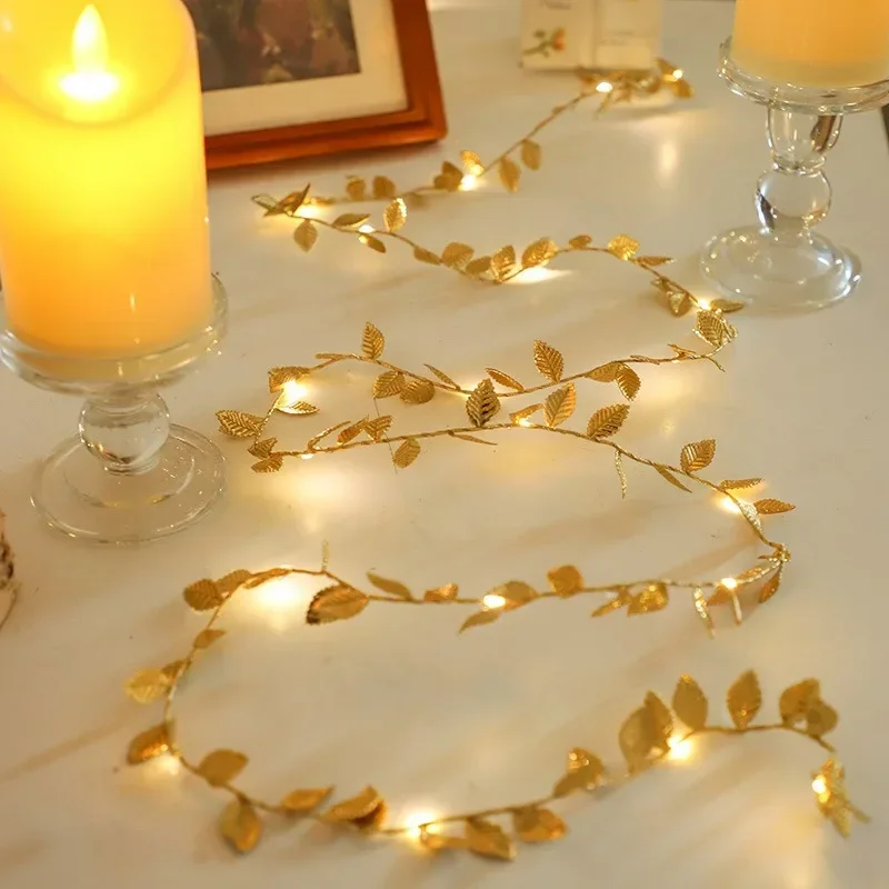 5M 10M LED Lichterkette Silber Goldene Winzige Blätter Fee Girlande Licht Lampe Weihnachten Hochzeit Party Urlaub Beleuchtung Kranz
