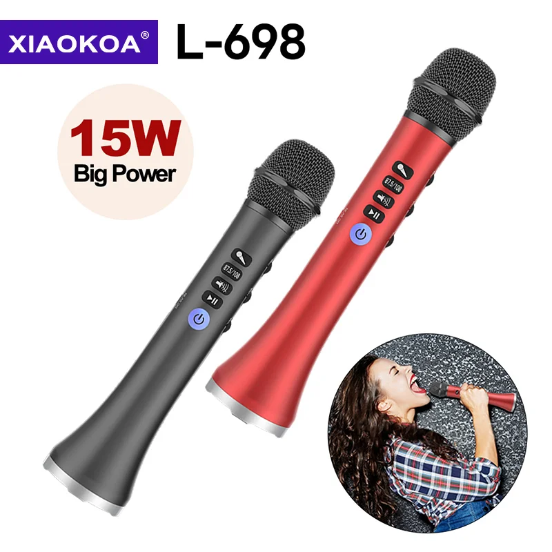 Xiaokoa L-698 15w drahtloses Karaoke-Mikrofon Bluetooth-Lautsprecher 4000mah 2 in1 Handheld-Sing & Recording-Ktv-Player für iOS/Android Image