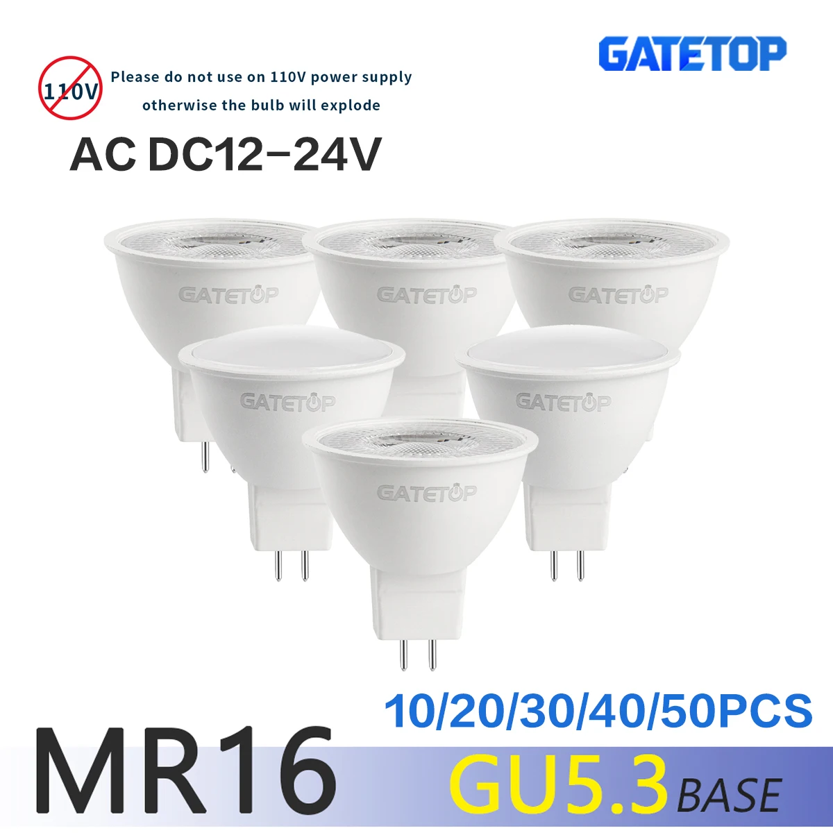 10–50 Stück MR16 GU5.3 LED-Strahler AC DC 12 V 24 V 3 W-8 W 38/120 Grad ersetzen 50 W Halogenlampen für Wohnzimmerbeleuchtung