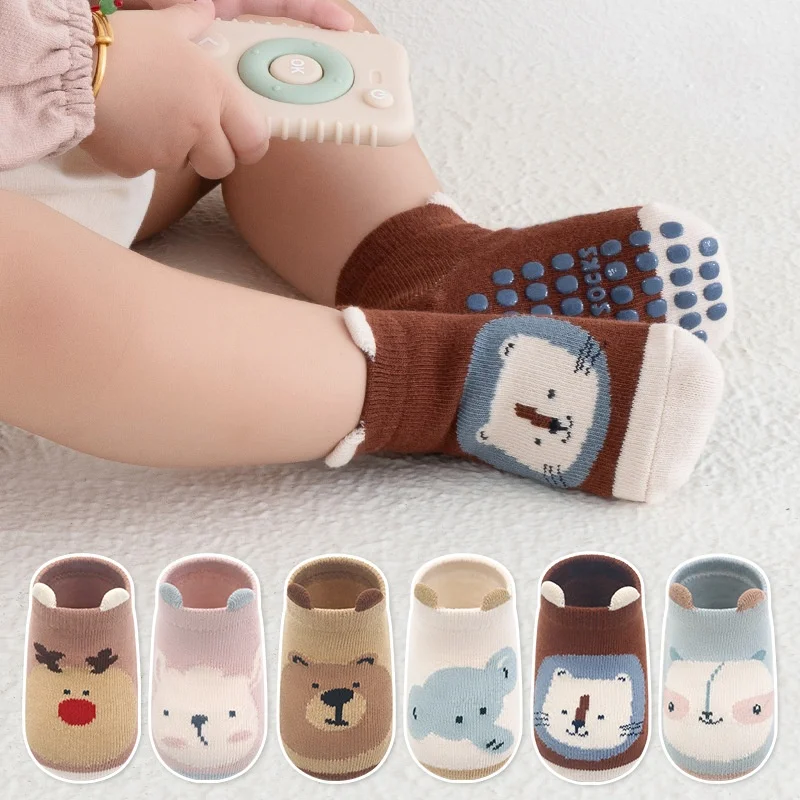 Lawadka Neugeborenen Baby Socken Anti Slip Baumwolle Cartoon Kleinkind Boden Kurze Socken Für Mädchen Jungen Casual Infant der Hause Socke herbst Image