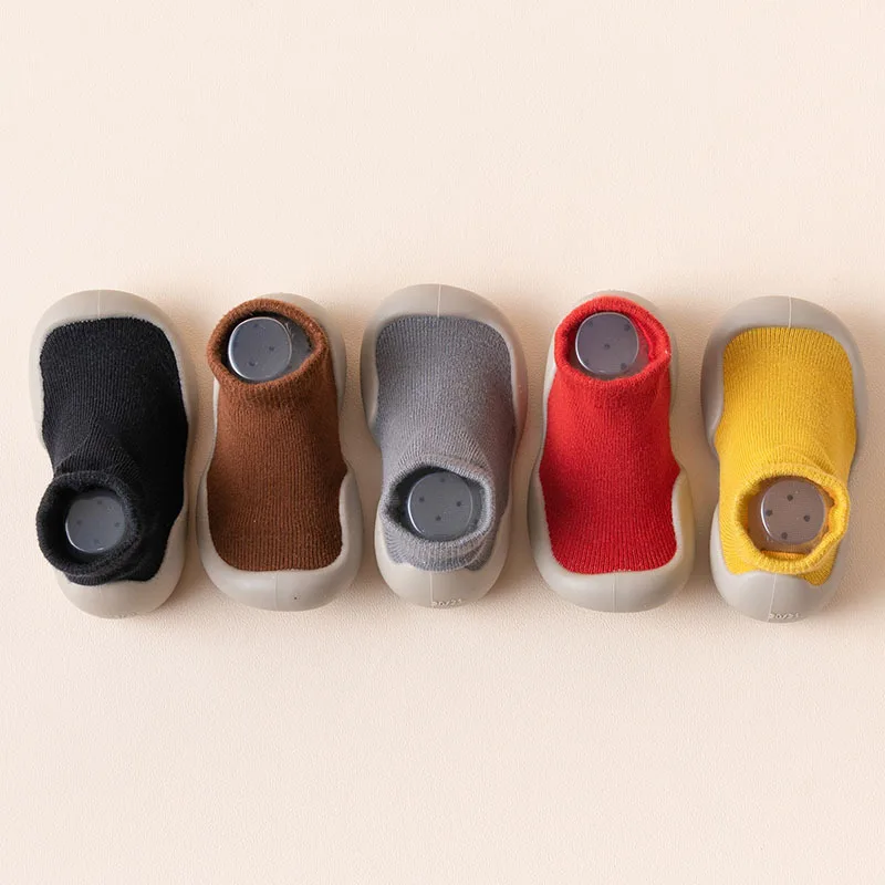 Infant Baby Schuhe Neugeborenen Erste Wanderer Junge Mädchen Kinder Einfarbig Weiche Stricken Socke Schuh Anti-slip Gummi Sohle kleinkind Booties Image