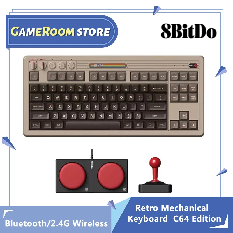 8BitDo Retro mechanische Tastatur C64 Edition, Bluetooth, 2,4 G Wireless und kabelgebunden, 3 Modi verbinden, für PC Windows 10 und Android Image