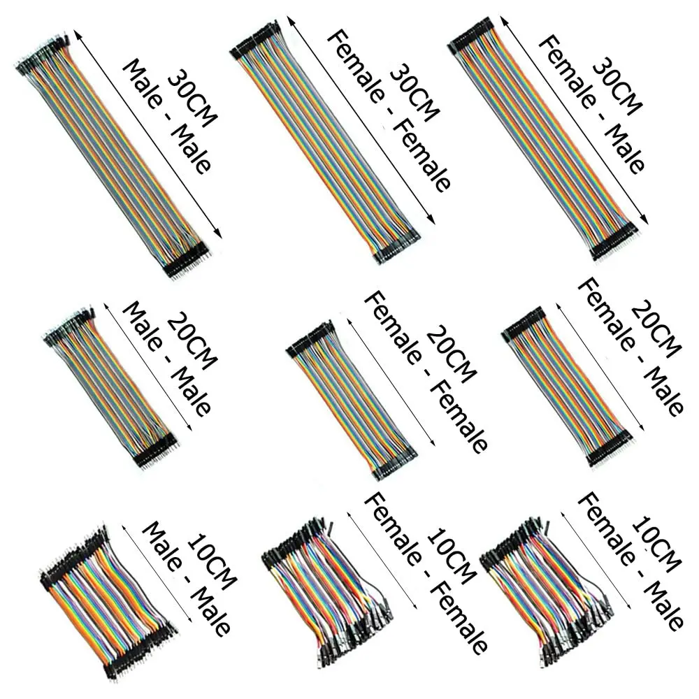 40PIN Dupont Line 10 cm 20 30 cm Stecker auf Stecker + Buchse auf Stecker + Buchse auf Buchse Jumper Wire Dupont Anschlusskabel für Arduino Image