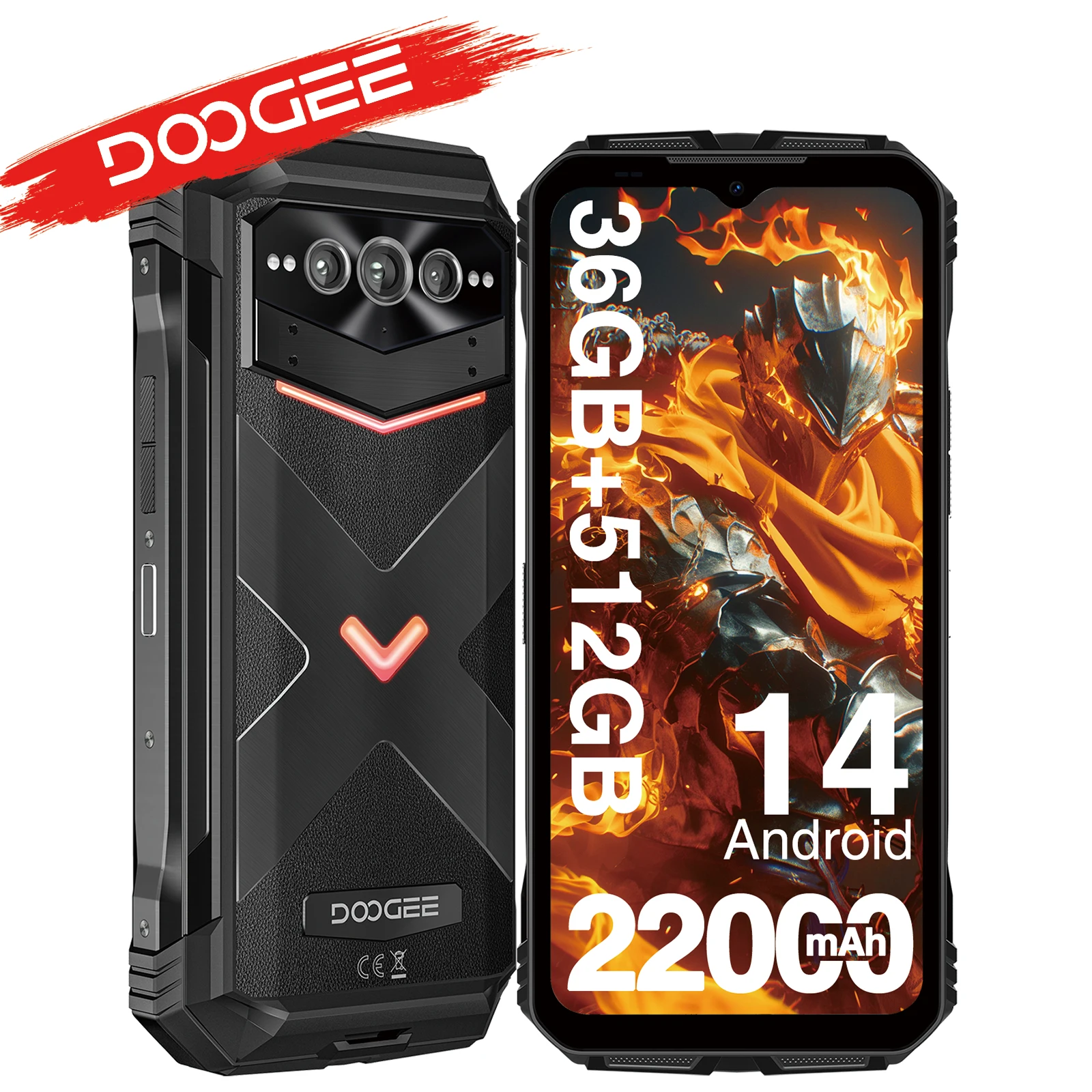 DOOGEE V Max Plus 5G globale Version, verstärktes Smartphone, Kamera mit KI 200MP, 36 GB (16 + 20) 512 GB Image