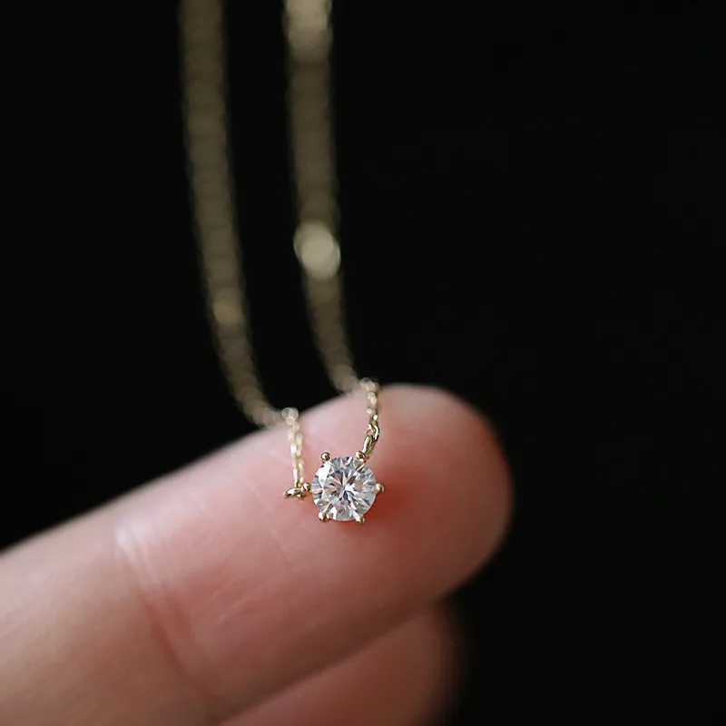 Halskette aus 925er-Sterlingsilber, 14 Karat vergoldet, vielseitige einzelne funkelnde Zirkon-Schlüsselbeinkette für Damen, Hochzeitsschmuck