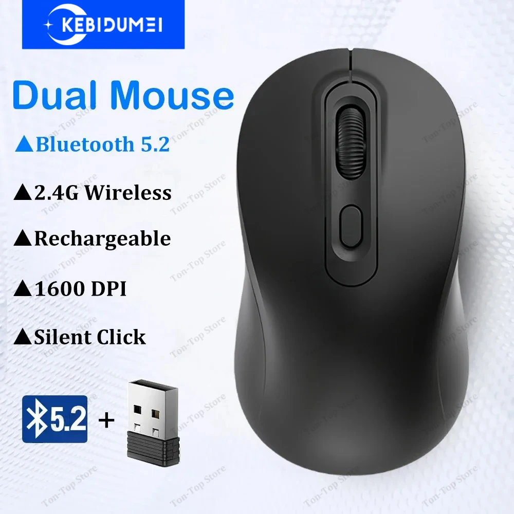 Bluetooth 5.2 Maus 2,4G Drahtlose Maus Wiederaufladbare Dual Modus Gaming Maus Stille Maus 1600DPI Mäuse Für PC Laptop macBook Pro Bluetooth 5.2 Mouse 2.4G Wireless Mouse Rechargeable Dual Mode Gaming Mouse Silent Mous