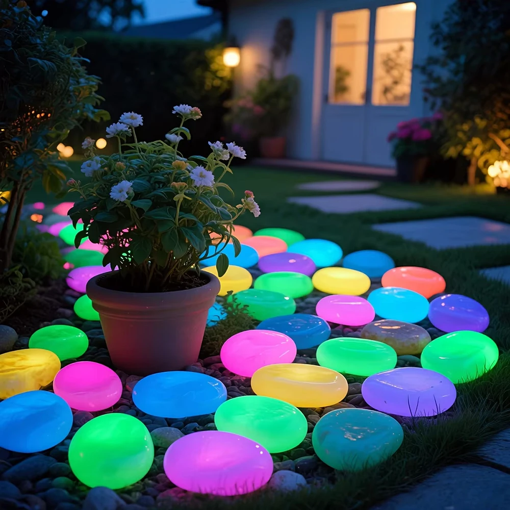 20 teile/beutel Glow in the Dark Garten Kieselsteine Rasen Garten Stein Aquarium Glow Stein Outdoor Decor Steine für Outdoor Spitze Dekoration
