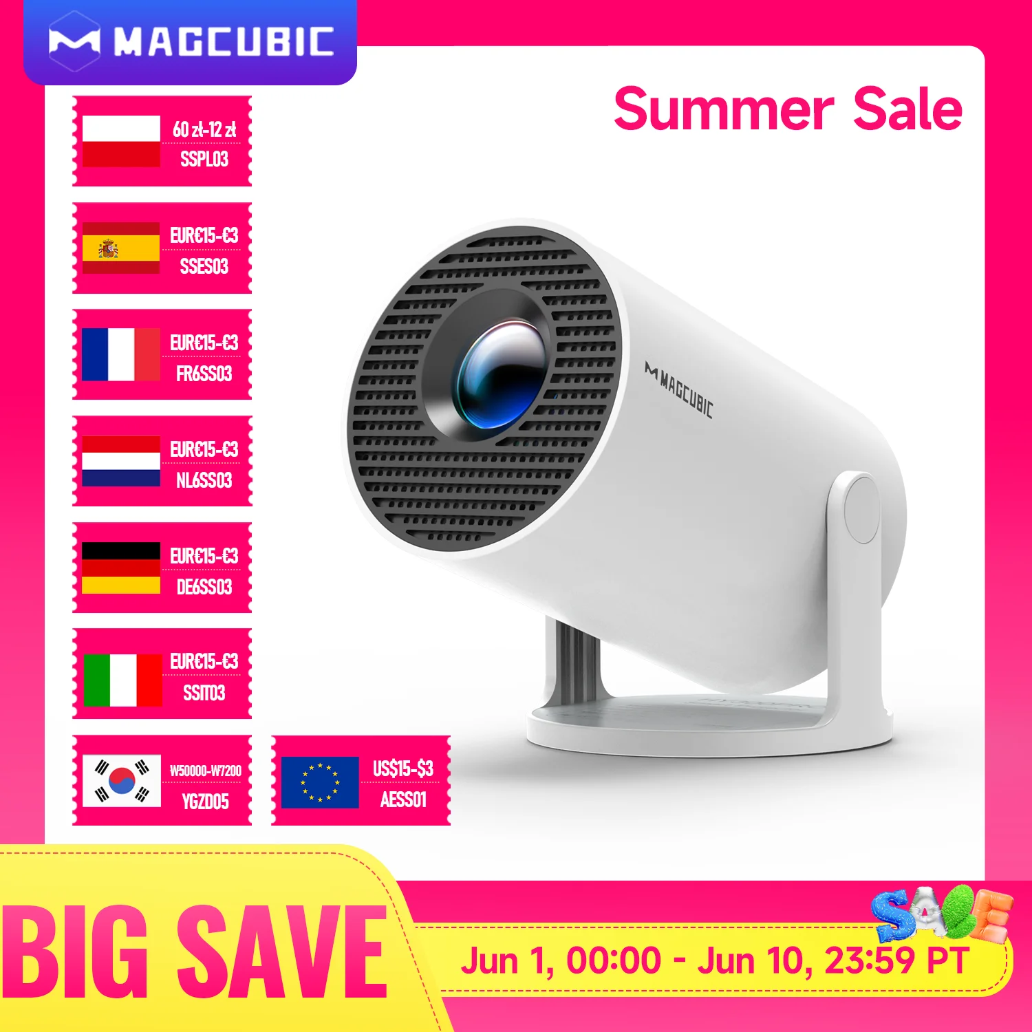 Magcubic Projektor 8K Android 14 HY300 Pro Wifi6 290ANSI Allwinner H726 BT5.4 1080P 1280*720P Kino Outdoor tragbarer Projektor Image