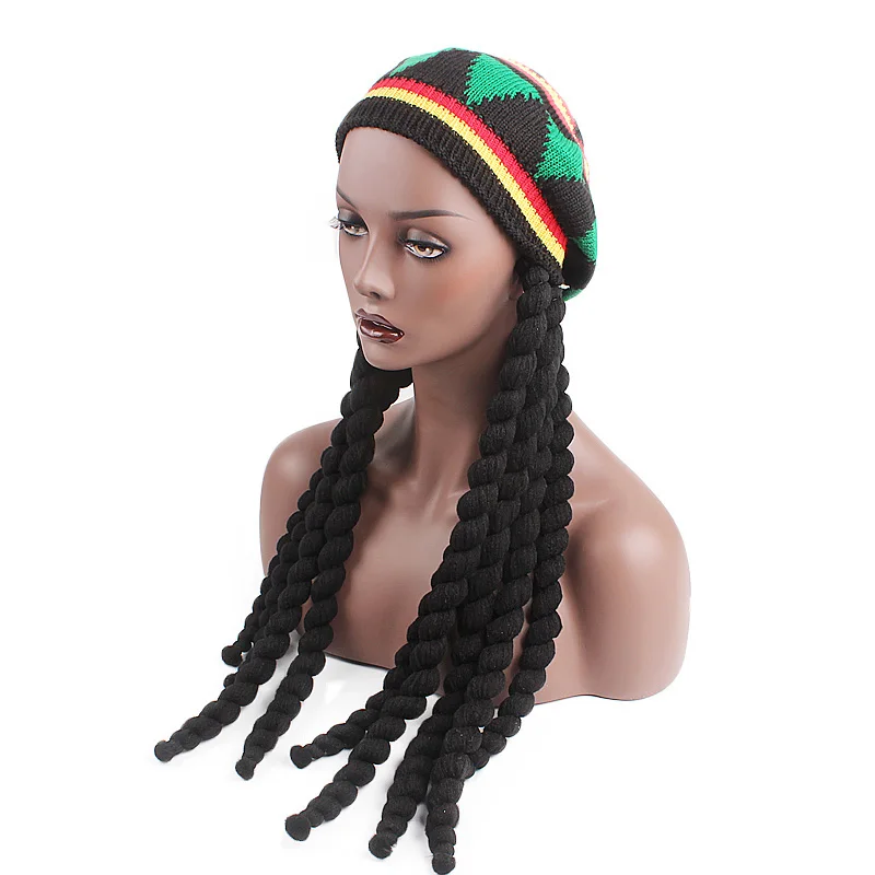 Unisex Perücke Zöpfe Hut Hip Hop Hüte Stricken Männer Jamaika Bob Marley Rasta Beanie Winter Dreadlocks Reggae Karibik Kostüm Hut
