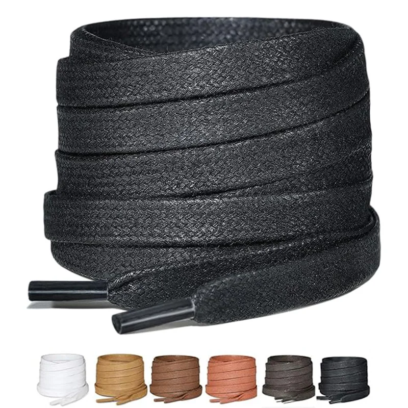 Flache Schnürsenkel aus gewachster Baumwolle, Leder, wasserdicht, lässig, Schnürsenkel, Unisex, Stiefel, Schnürsenkel, Länge 60/80/100/120/140/160/180 cm Image