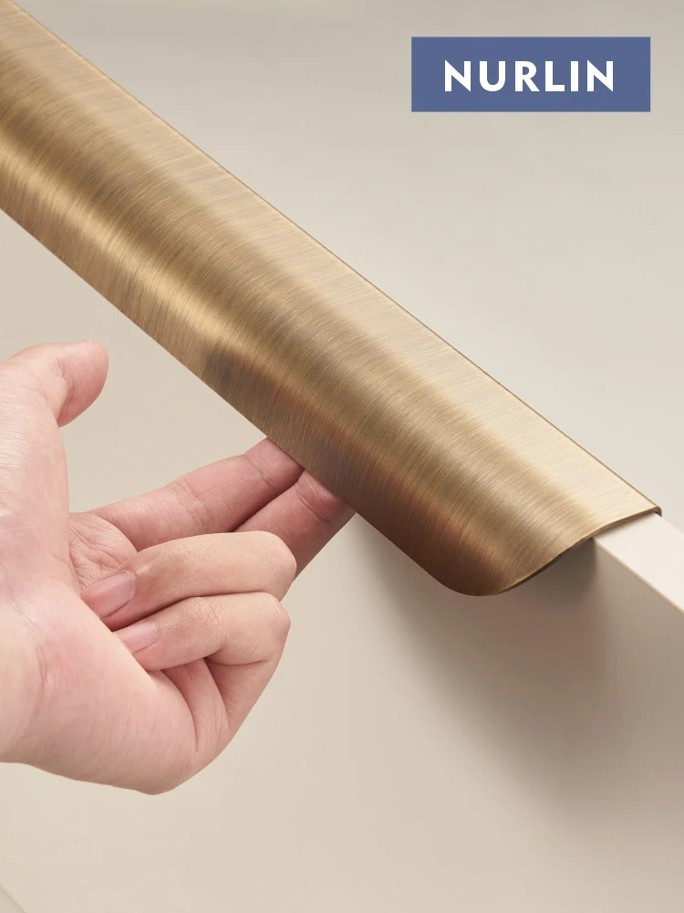 Nurlin Brass Fold Short Edge Pull Handle Schubladenschale Möbel Schrank gebogener Griff Antik Messing