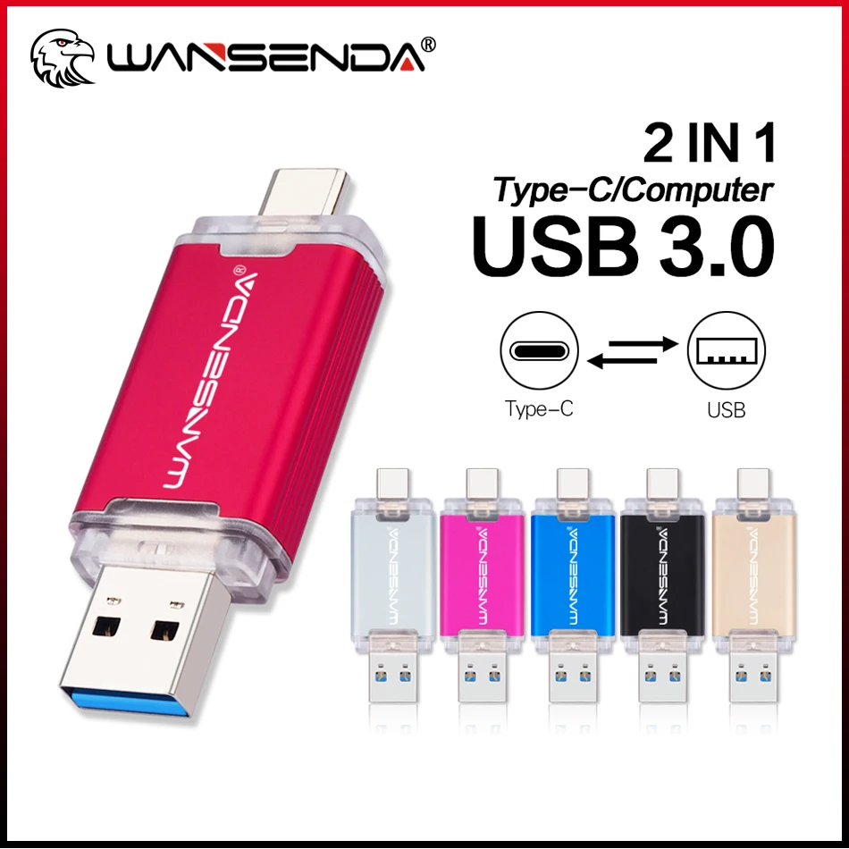 WANSENDA OTG Typ-C USB 3,0 USB-sticks 512GB 256GB 128GB 64GB 32GB 16GB Stift Stick für Android/PC/Mac-Stick Memory stick Image