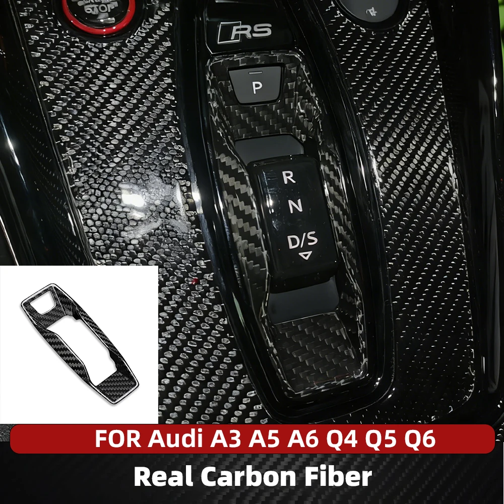 Real Hard Carbon Fiber Getriebe Shift Innenrahmen Trim Für Audi A3 A5 A6 Q4 Q5 Q6 SQ5 SQ6 RS3 2024 2025 Schwarz Zubehör ​ Hülle ​ Image
