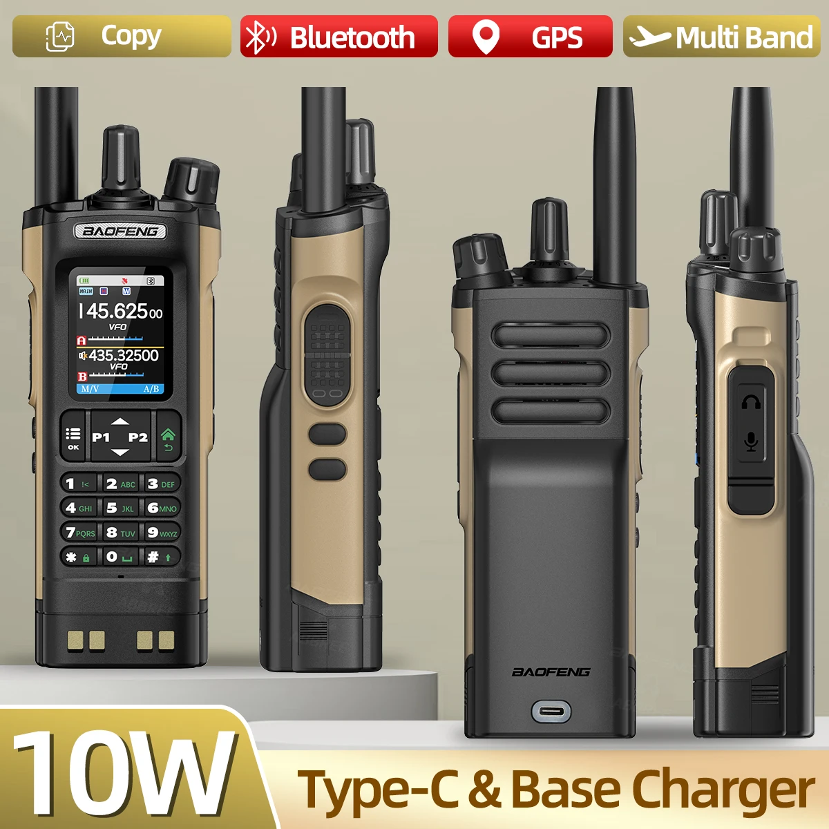 BAOFENG UV-32 Walkie Talkie GPS Multi Band 10W Bluetooth Drahtlose Programmierung Kopierfrequenz 1000CH Long Range Ham Two Way Radio Image