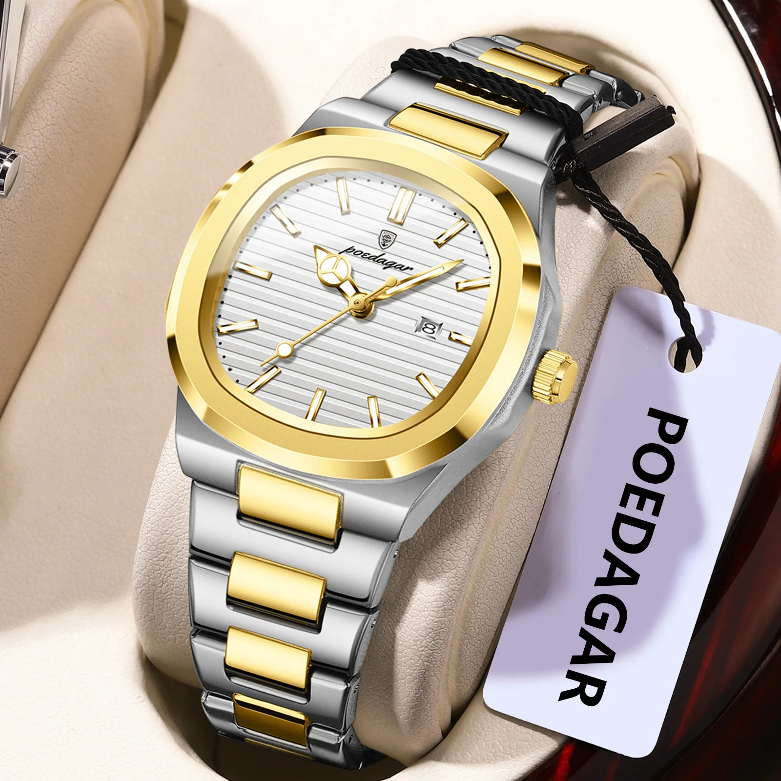 POEDAGAR Original Quarz Damenuhr Edelstahl Wasserdicht Leuchtende Damenuhr Datum Mode Elegante Damenuhren Reloj Image