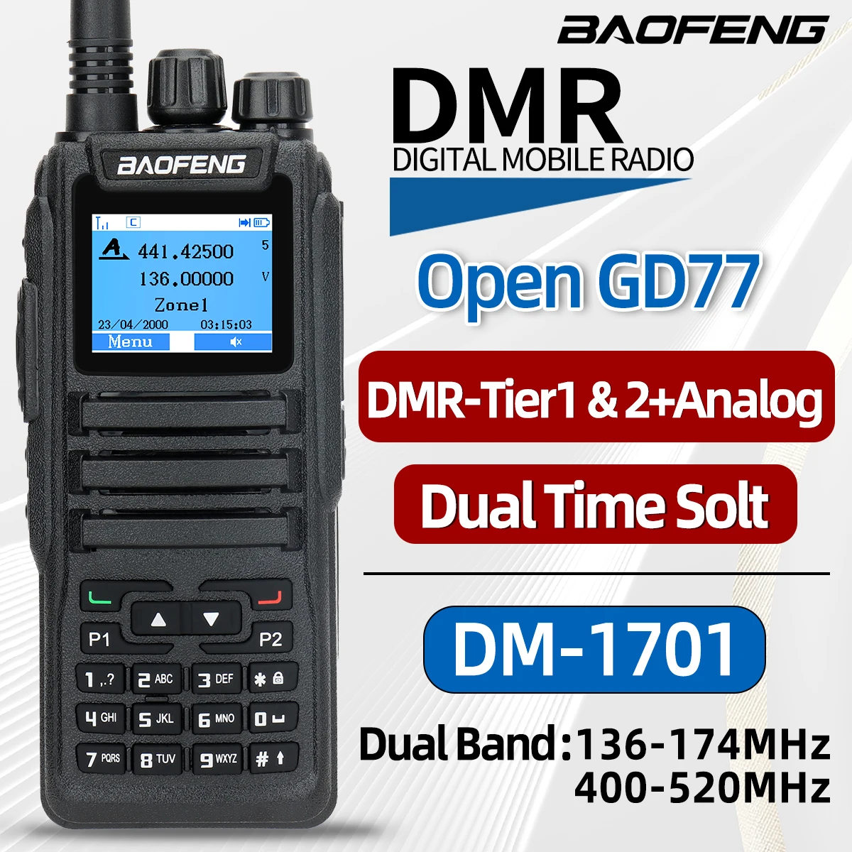 Baofeng DM-1701 walkie talkie dmr Funkgerät Dual Bandtier i Tier II Dual Time Slot Digital Poste Radio Amateurfunk Image