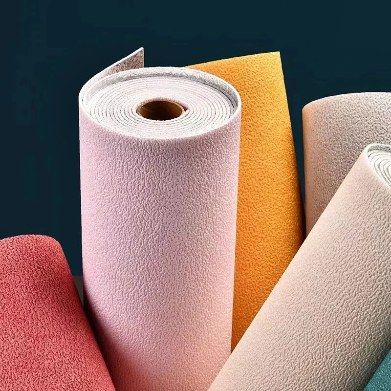 10 m 3D verdickte selbstklebende Tapete Leinen schlicht Kieselalgen Schlamm Wandaufkleber Farbe Dekor Renovierung Antikollision Home Decor Image