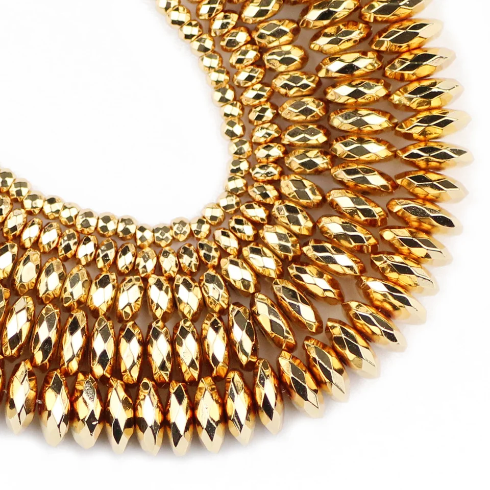 14 Gold Farbe Faceted Hämatit perlen Natürliche Stein 3/4/6/8/10mm Flache Runde spacer Lose perlen für armbänder Schmuck Machen DIY Image