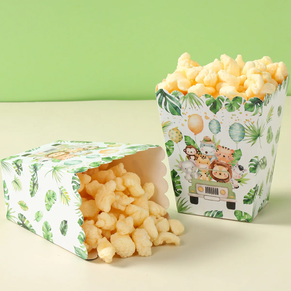 Dschungel Tier Popcorn Boxen Zoo Leckerli Boxen Papier Dschungel Thema Geburtstag Party Supplies Baby Dusche Bevorzugung Film Nacht Dekorationen Image