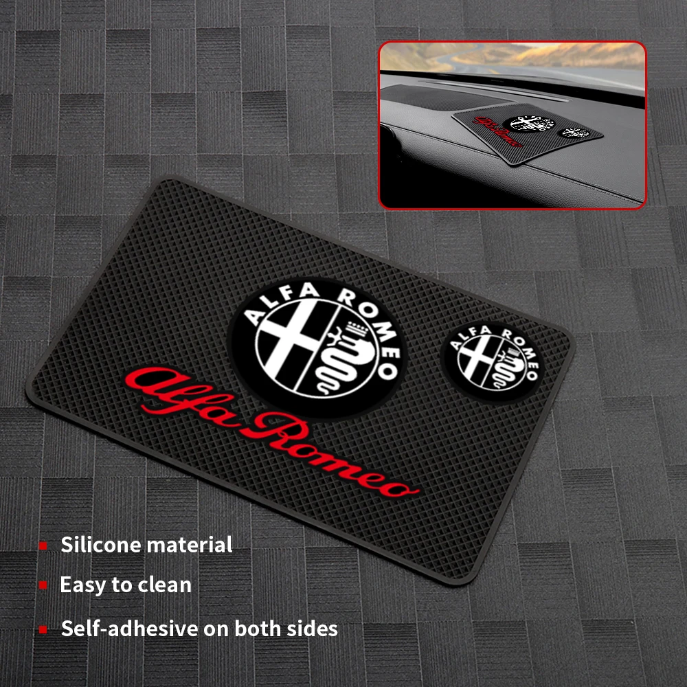 Auto-Armaturenbrett-Silikon-Antirutschmatte, Telefonhalter, Anti-Rutsch-Pad für Alfa Romeo 156 159 Mito Giulia Stelvio Giulietta Tonale TZ3 Image