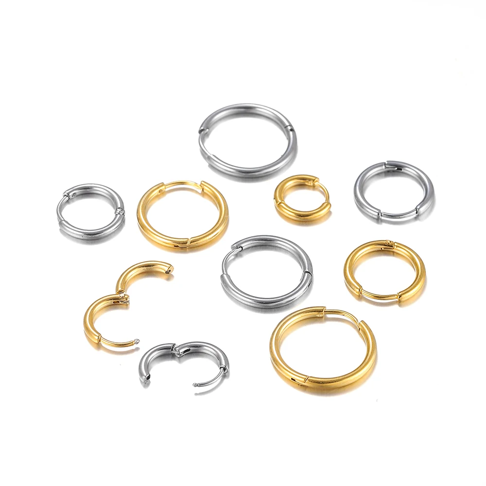 10 Stück Edelstahl Creolen Haken Runde Ohrring Post für Frauen DIY Ohrringe Herstellung Zubehör Schmuck Zubehör Image