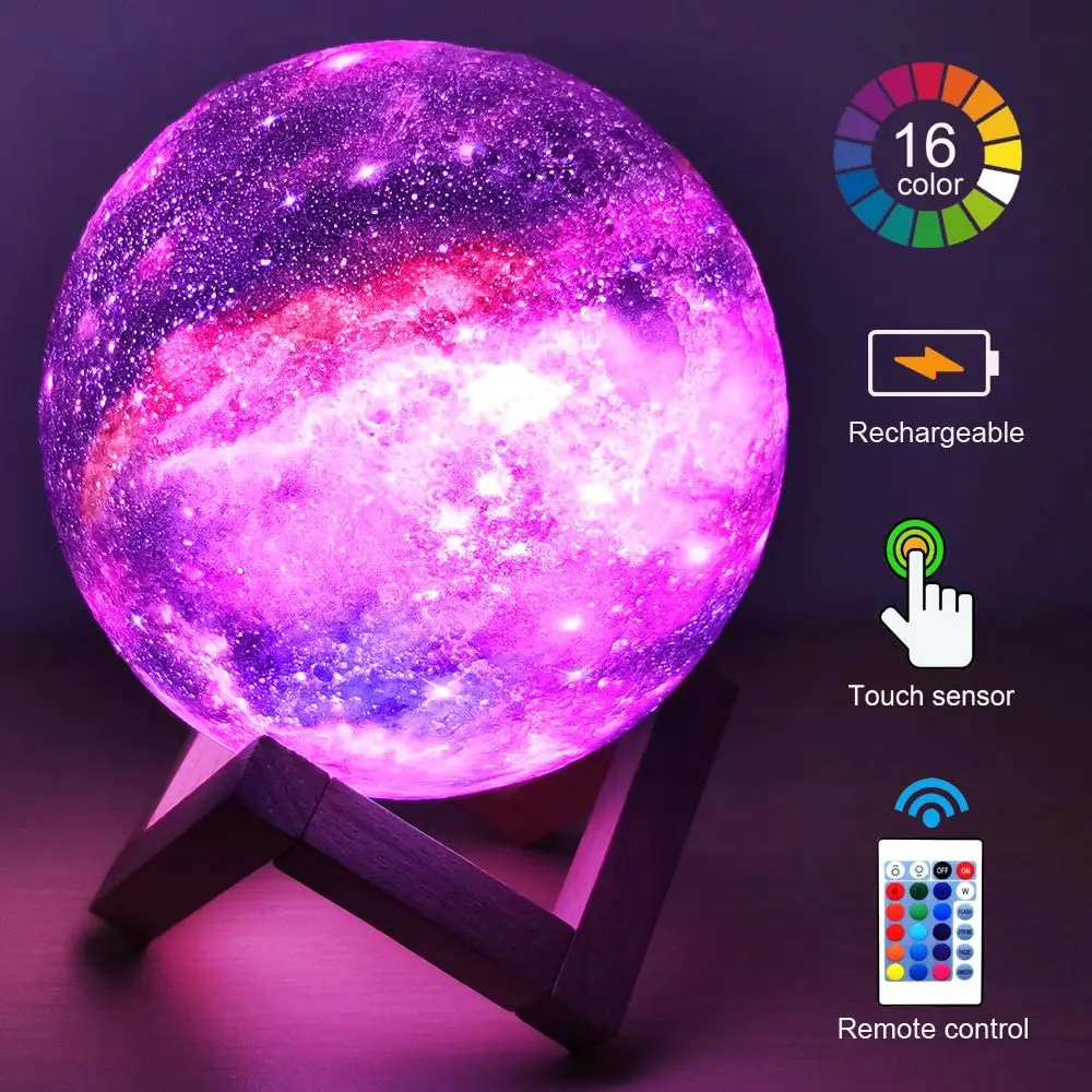 ZK20 3D Druck Mond Lampe Galaxy Mond Licht Kinder Nachtlicht 16 Farbwechsel Touch Fernbedienung Galaxy Licht Dropshipping