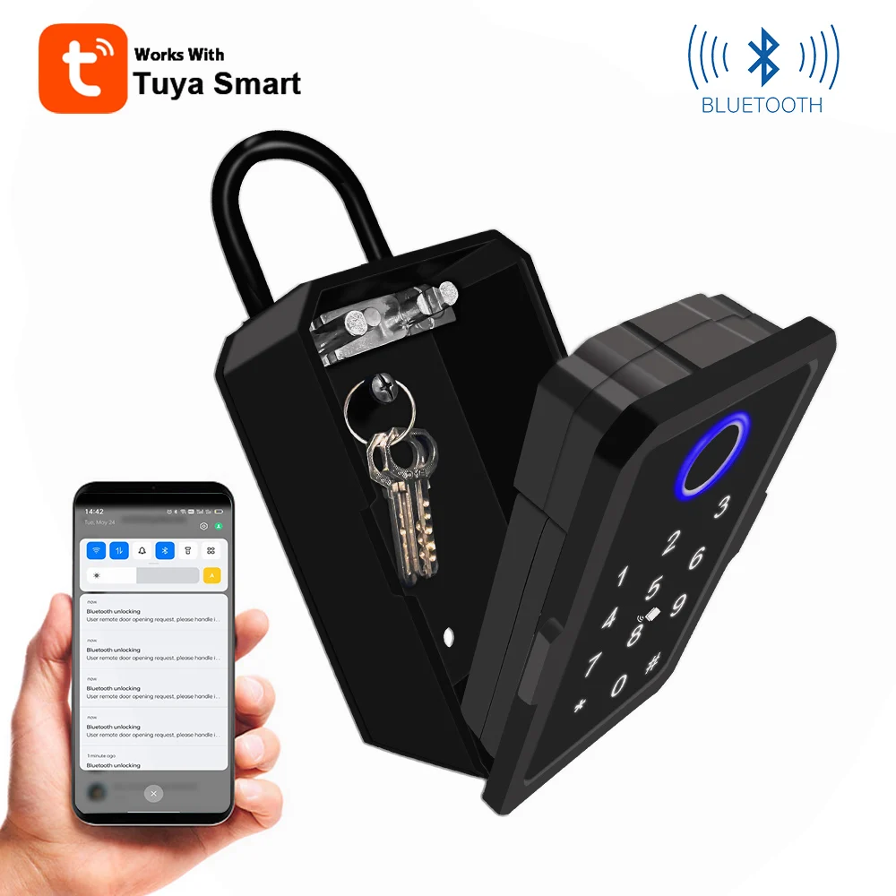Tuya Smart Key Box Finger abdruck Safe Storage Lock Schlüssel digitale Sicherheit Lockbox Kombination Code IC-Karte entsperren Tür Airbnb Vermietung Image