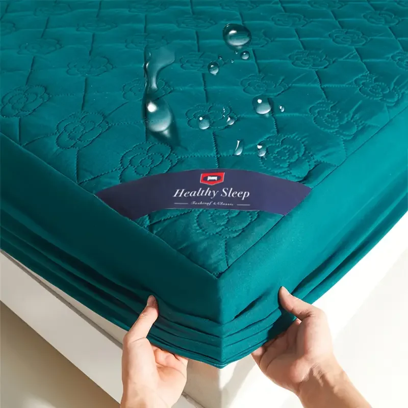 1 Stück wasserdichter Matratzenschoner (keine Kissenbezüge), weiches und atmungsaktives Spannbetttuch mit tiefer Tasche für Einzel- oder Doppelbett Image