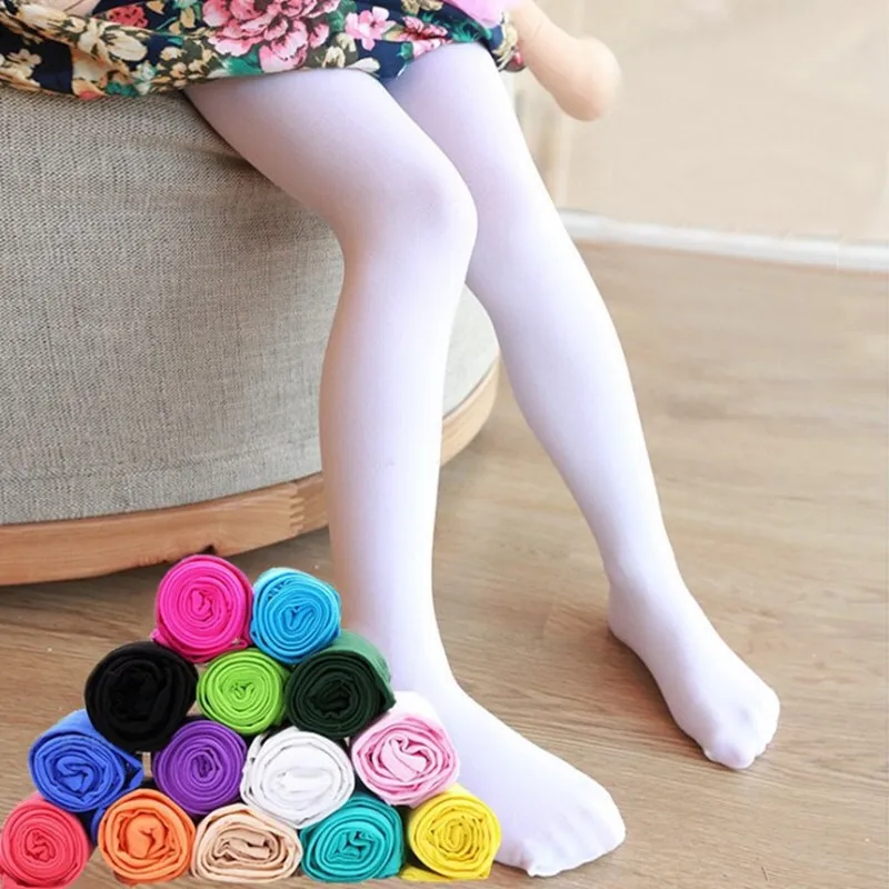 Frühling Herbst Candy Farbe Kind Strumpfhosen Ballett Tanz Strumpfhosen für Prinzessin Mädchen Student Strumpf Samt Solide Weiß Kinder Strumpfhosen Image