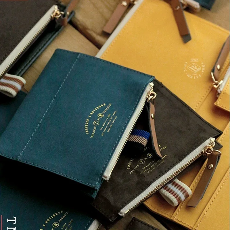 Fromthenon Reise-Notizbuch-Aufbewahrungstasche, lose Blätter, Notizbuch, waschbar, mit Reißverschluss, Stifttasche, Schreibwaren, Aufkleber, Aufbewahrungszubehör Image